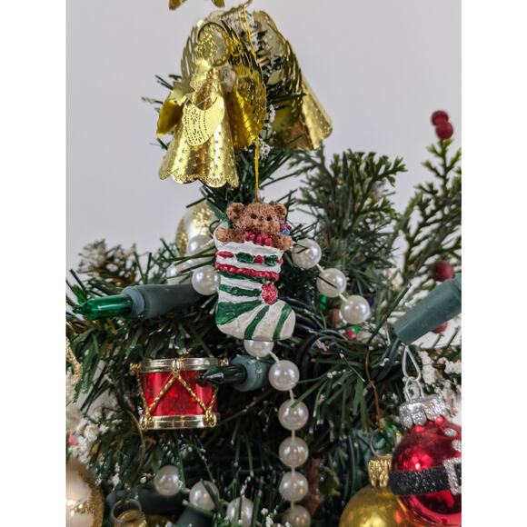 Decorated Tabletop Christmas Tree 14″ with Collectible Glass Ornaments & Lights - Picture 10 of 15